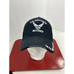 U.S. Air Force Retired Hat /‎ USAF Insignia Baseball Washed Black Cap Patriotic